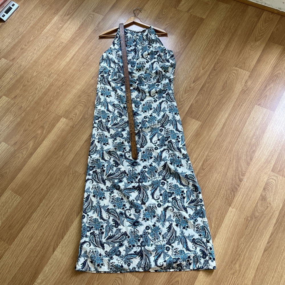 Loft Halter Maxi Dress Size 6 Paisley Coastal Beachy Summer Pleated Work Office - Picture 12 of 16